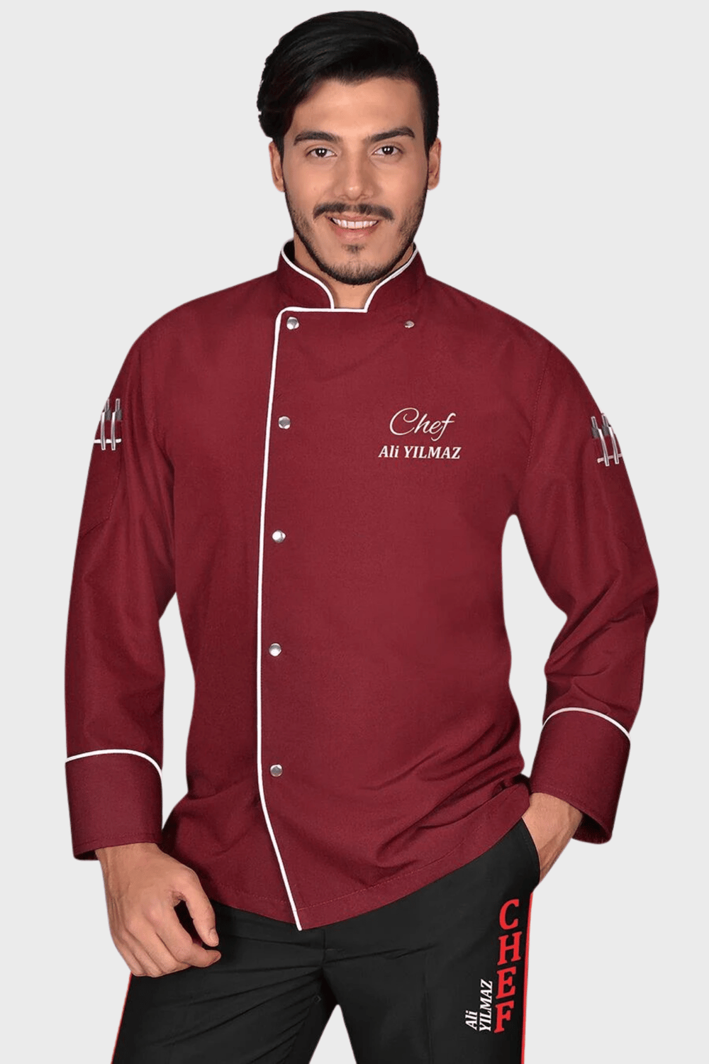 1432 Classıc Chef Aşçı Ceketi Bordo