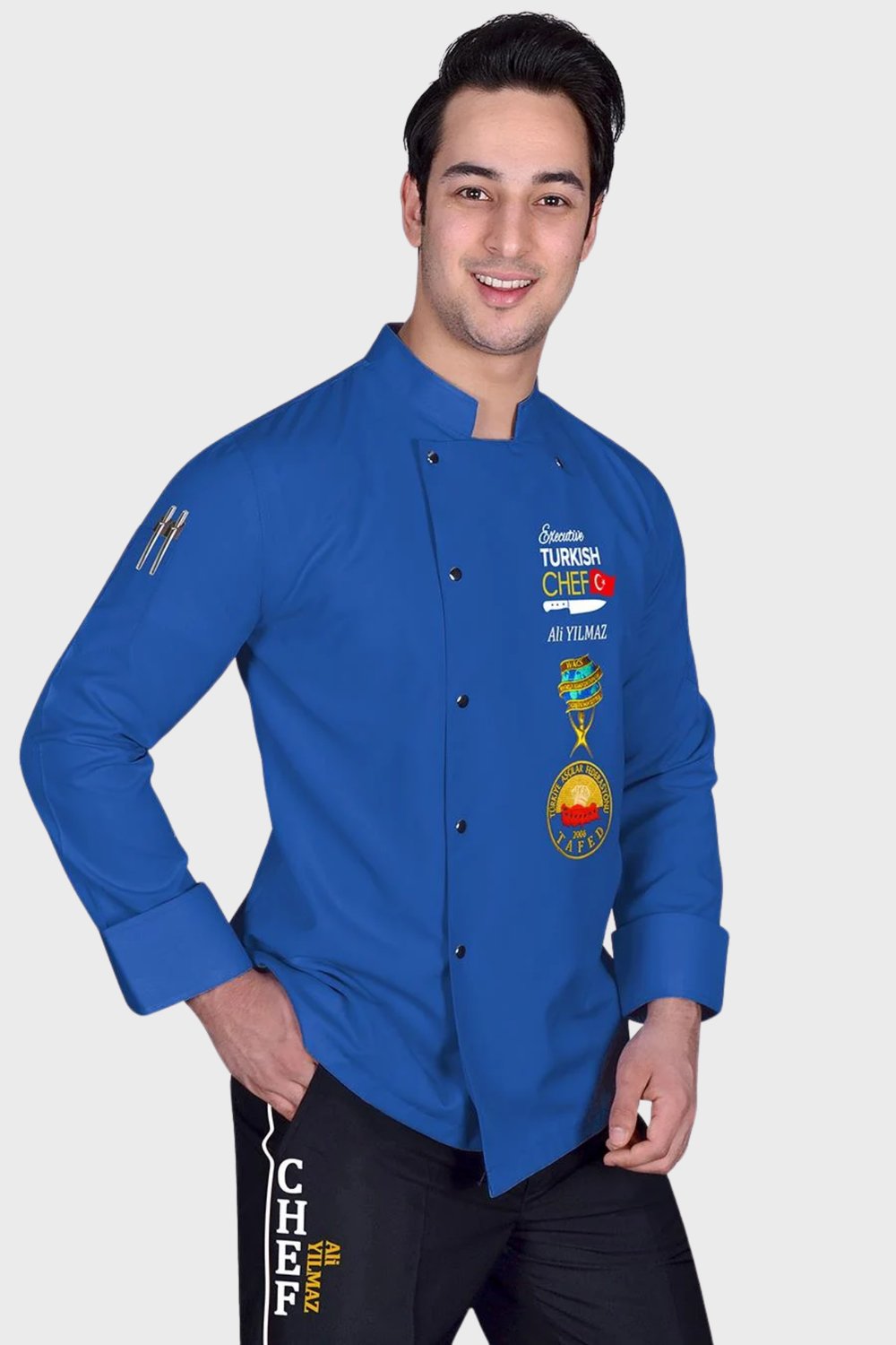 1447 Muhteşem Mavi Turkısh Chef Aşçı Elbisesi