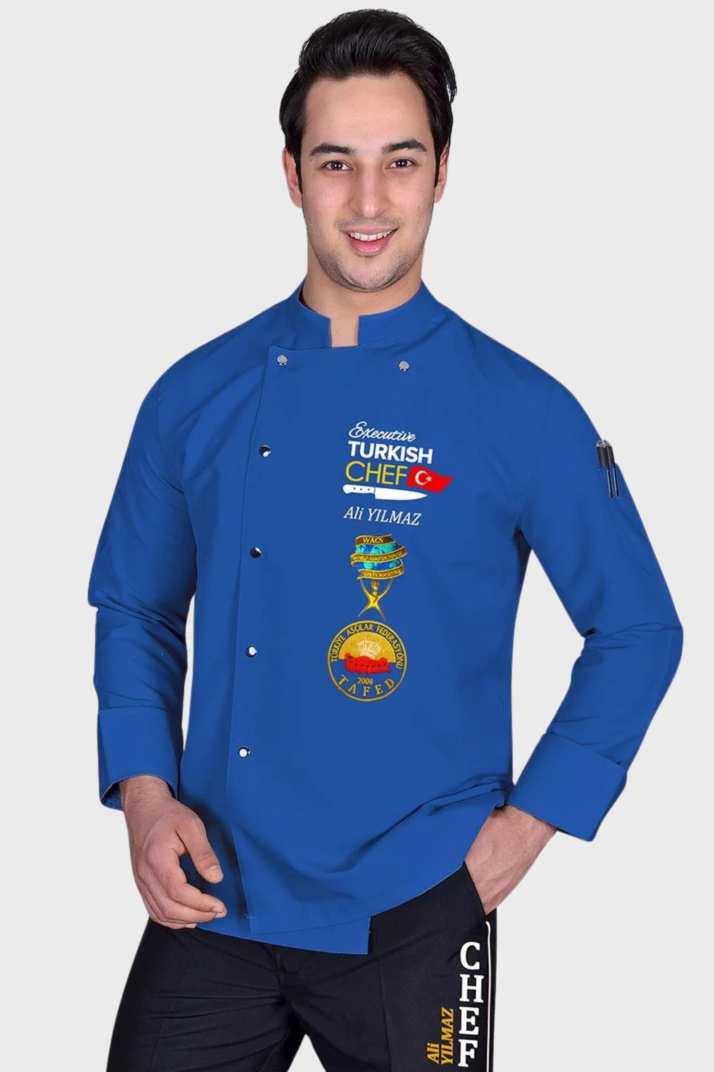 1447 Muhteşem Mavi Turkısh Chef Aşçı Elbisesi