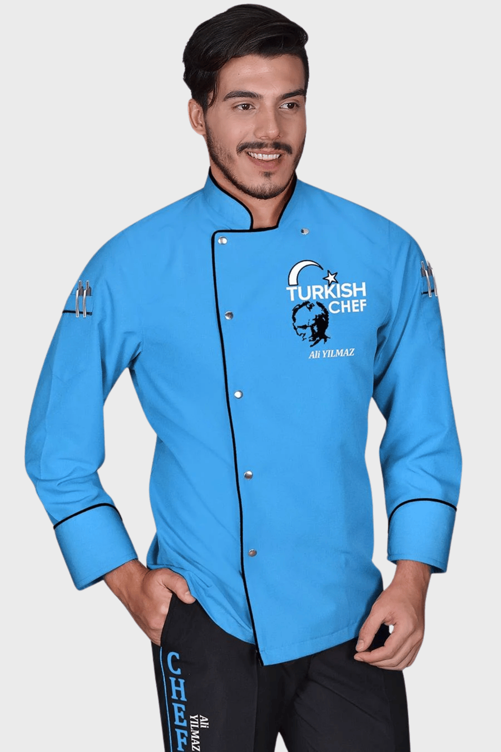 1470 Lider Turkısh Chef Aşçı Ceketi Turkuaz