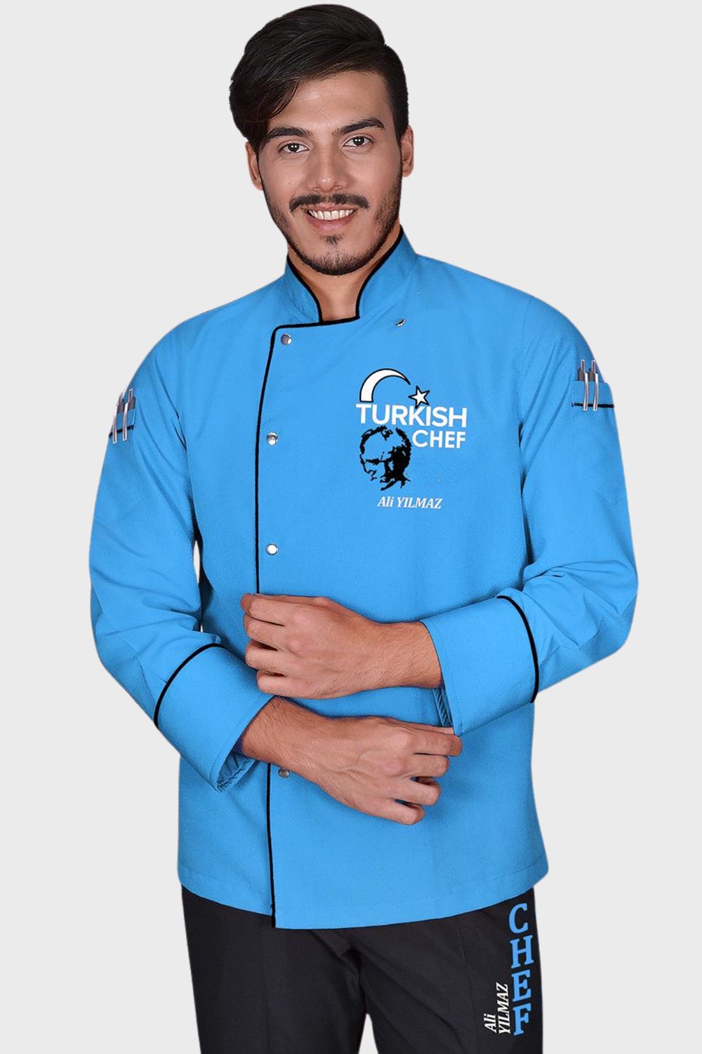 1470 Lider Turkısh Chef Aşçı Ceketi Turkuaz