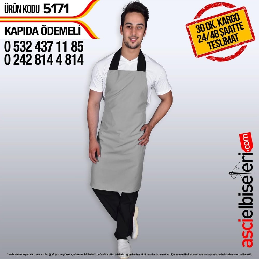 5171  Kalın Askılı Önlük Gri