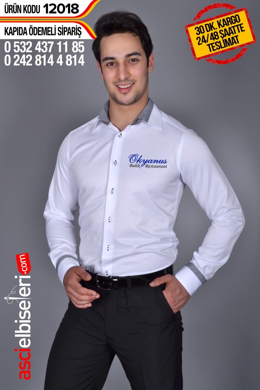 De-12018- Beyaz Garson Gömlekleri Gömlek