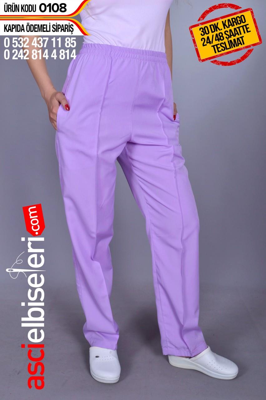 De0108 Lila Tam Lastikli Pantolon