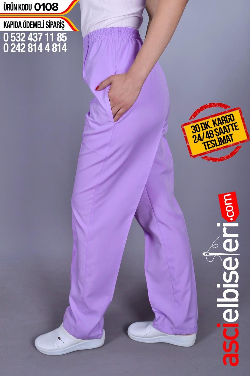 De0108 Lila Tam Lastikli Pantolon