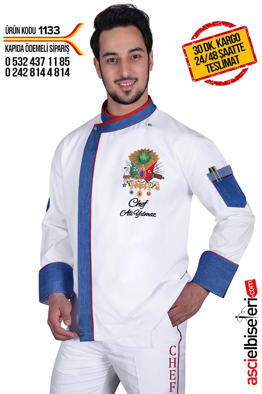 De1133 Yavuz Sultan Selim Chef Aşçı Ceketi
