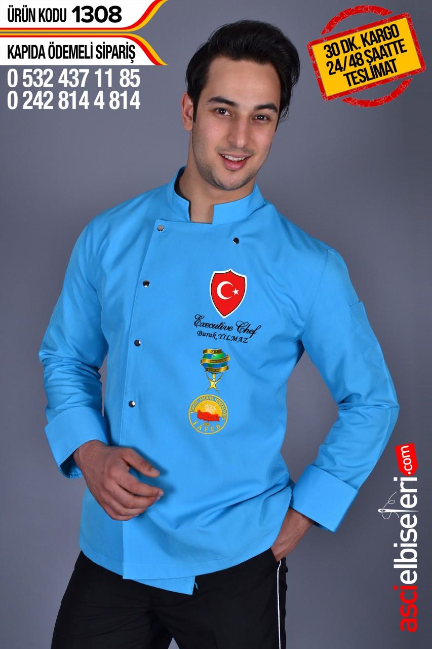 De1308 Bıg Chef Aşçı Ceketleri Turkuaz