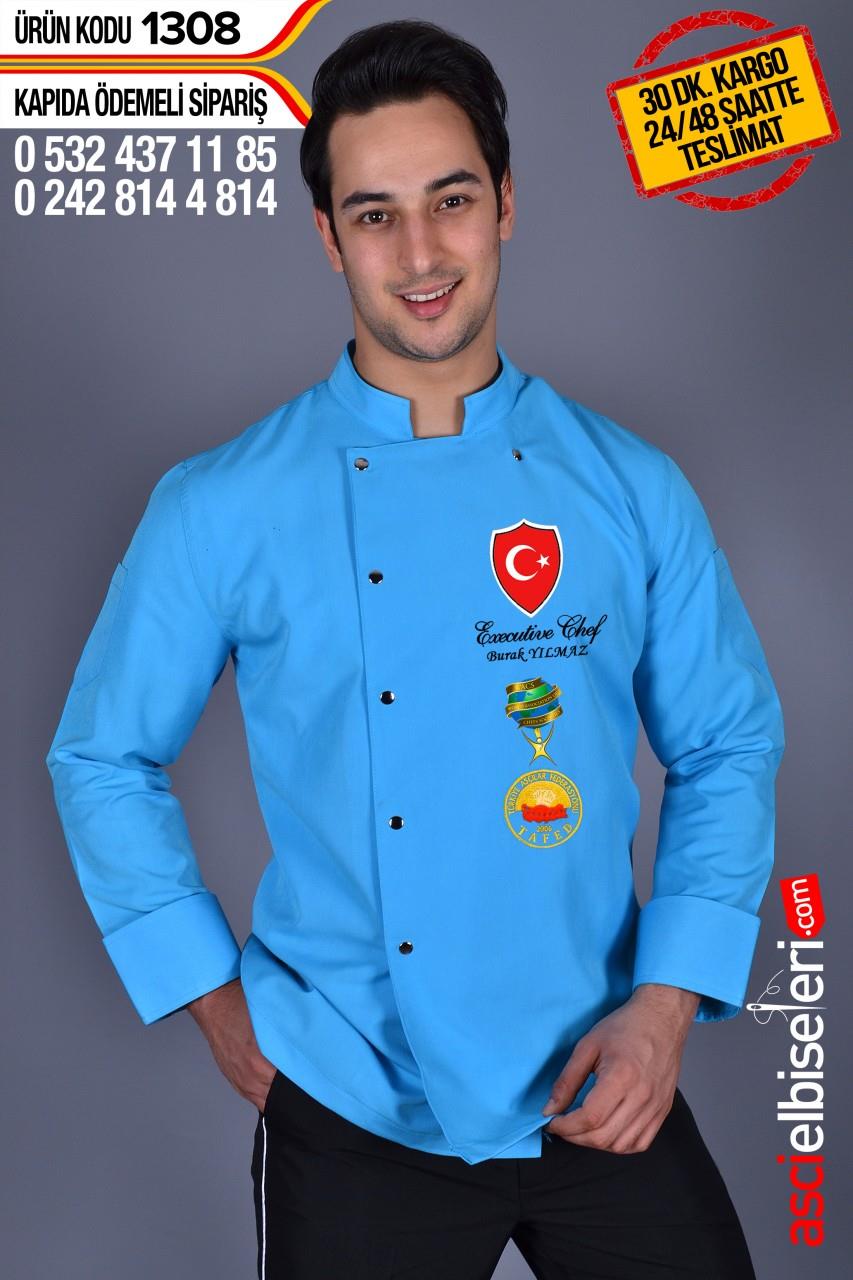 De1308 Bıg Chef Aşçı Ceketleri Turkuaz