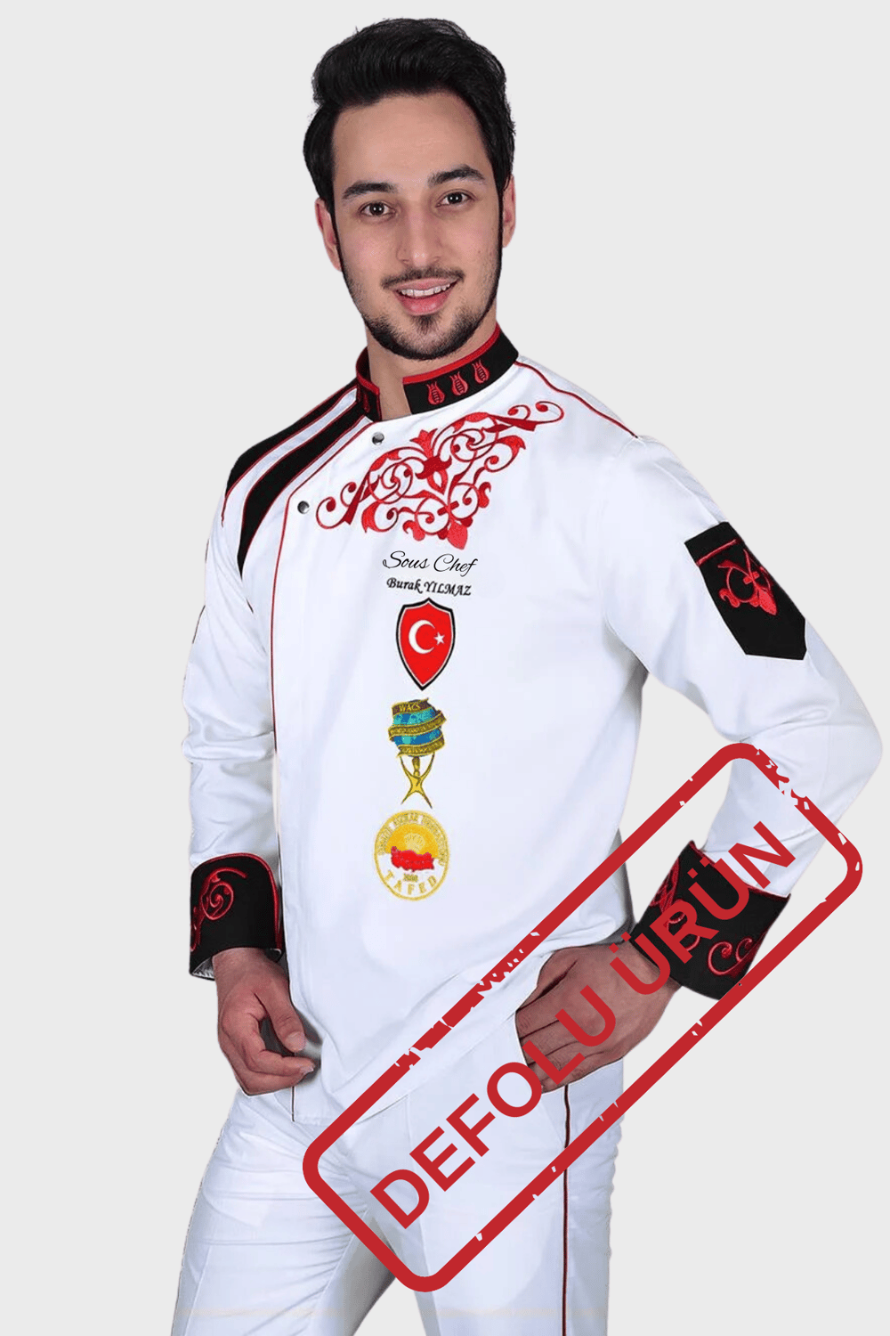 De1327 Beyaz Şef Aşçı Ceketi Özel Tasarım