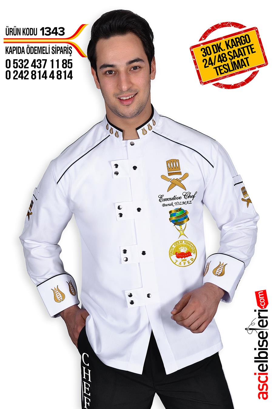 De1343 Beyaz Şef Aşçı Ceketi