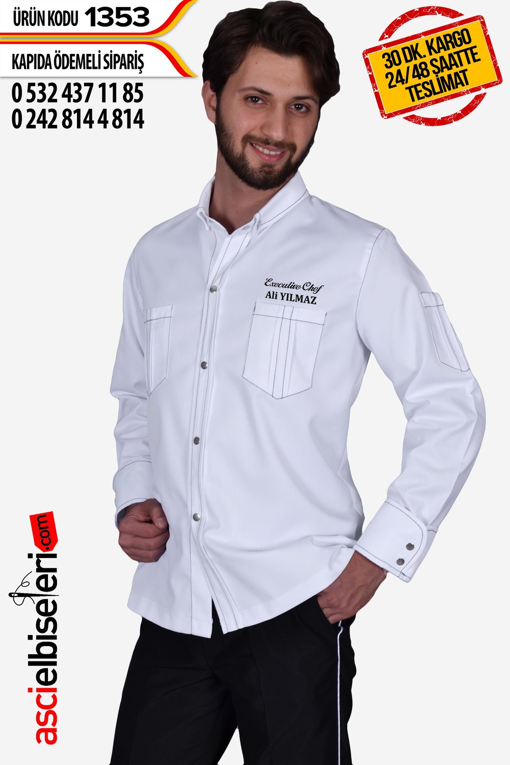 De1353 Aşçı Ceketi Beyaz