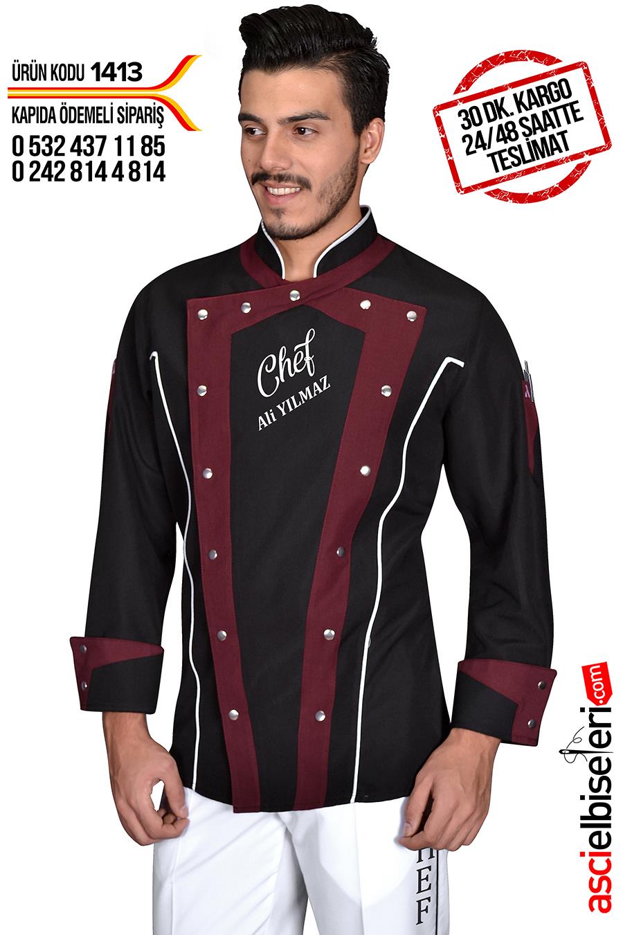 De1413 Chef Nakışlı Aşçı Ceketi