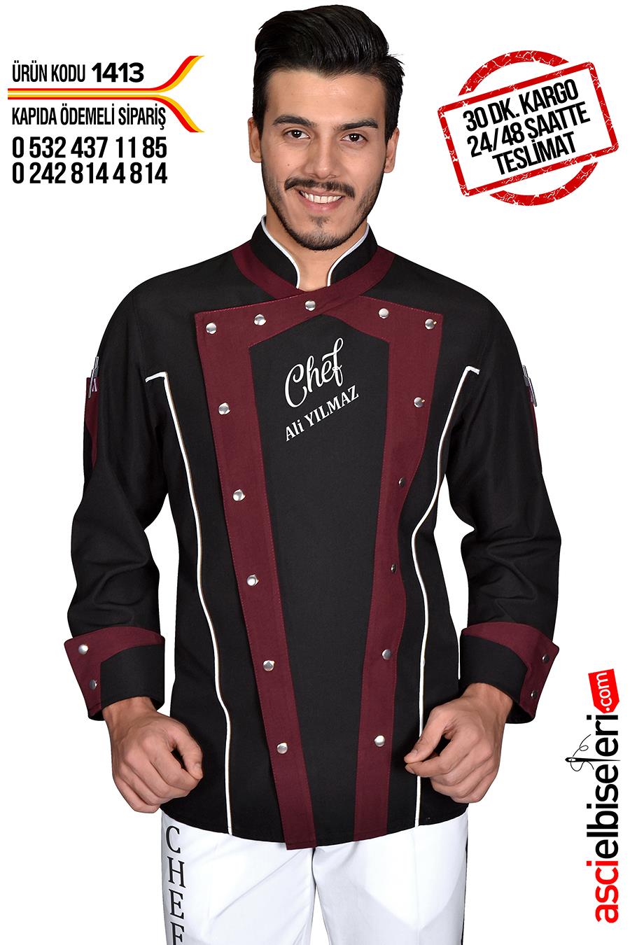 De1413 Chef Nakışlı Aşçı Ceketi