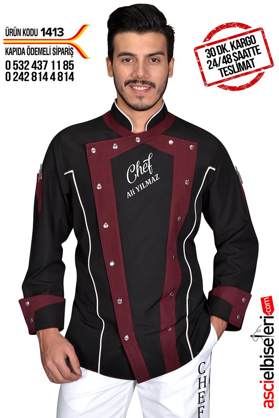 De1413 Chef Nakışlı Aşçı Ceketi