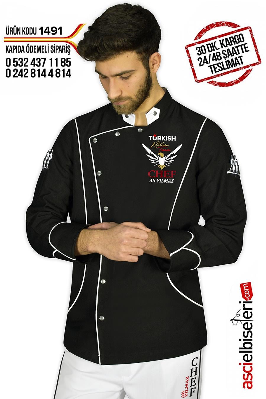 De1491 Şef Bıçakları Kanatlı Chef Ceketi