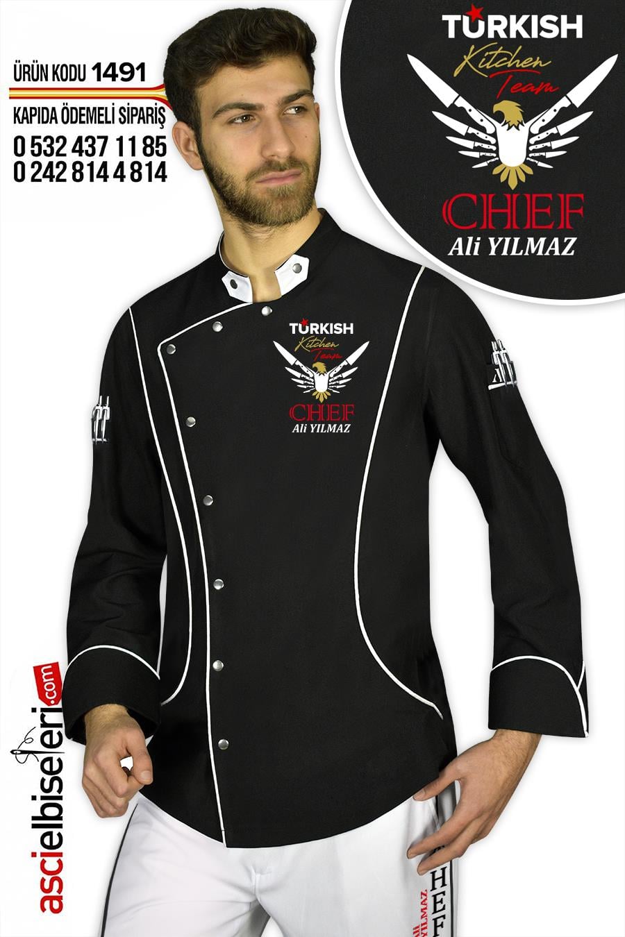 De1491 Şef Bıçakları Kanatlı Chef Ceketi
