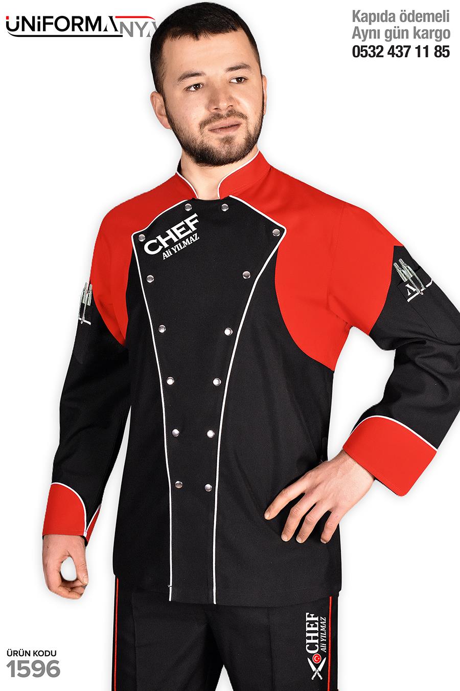 De1596 Aşçı Ceketi Erkek Siyah