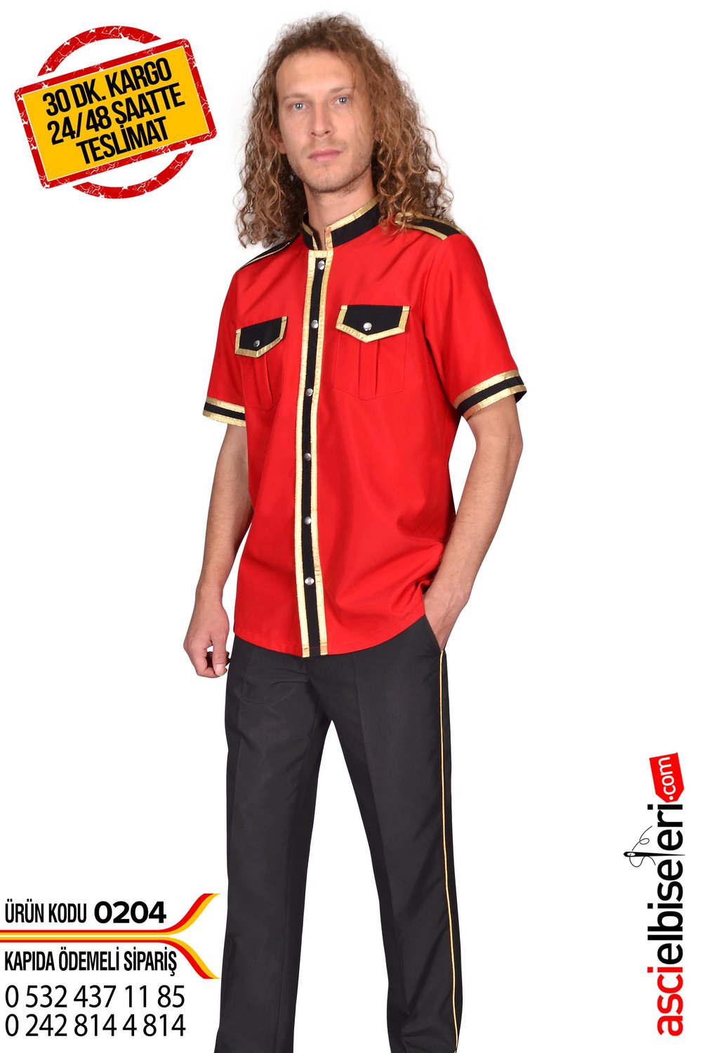 De204 Kırmızı Bellboy Ceketi