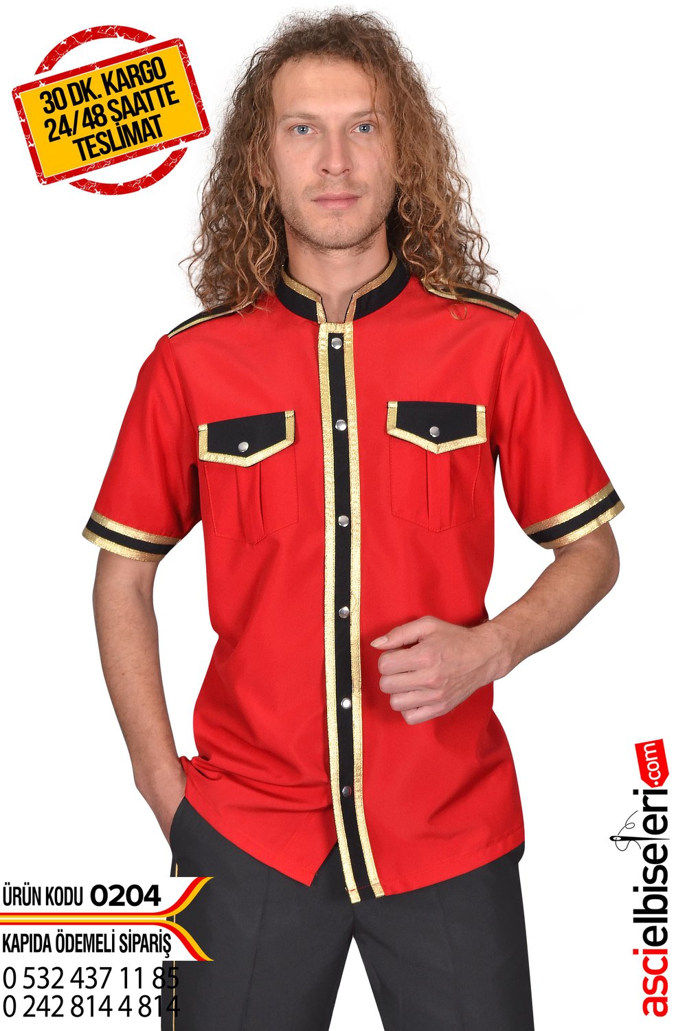 De204 Kırmızı Bellboy Ceketi