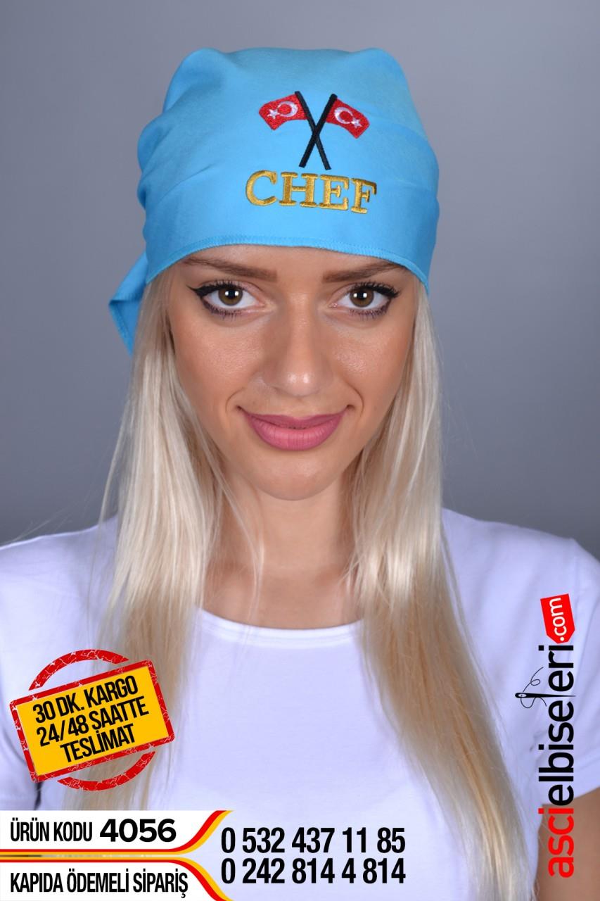 De4056 Turkuaz Chef Bandana