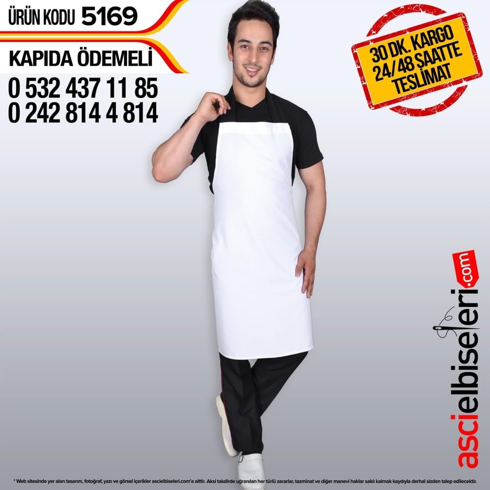 De5169 Kalın Askılı Önlük Beyaz