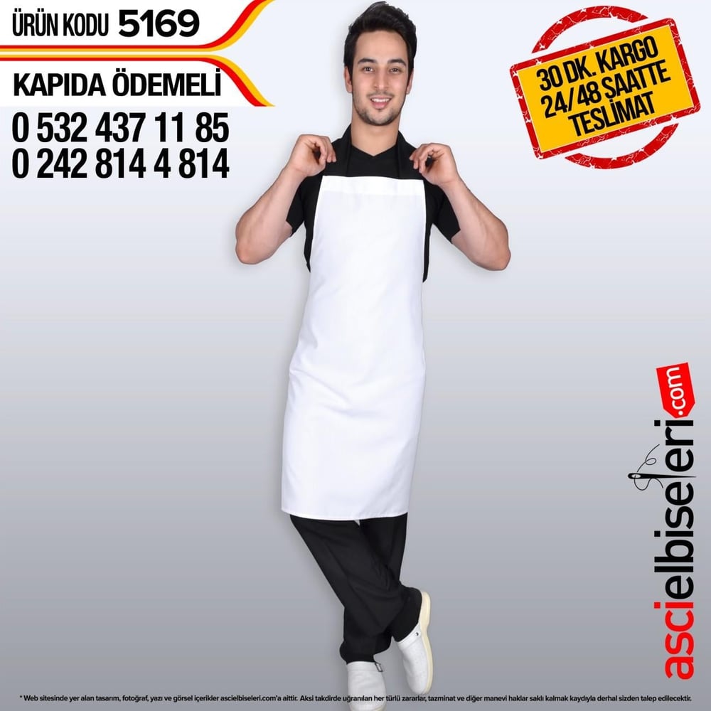 De5169 Kalın Askılı Önlük Beyaz