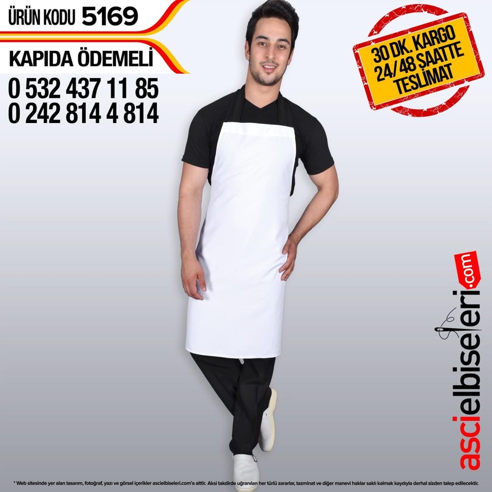 De5169 Kalın Askılı Önlük Beyaz