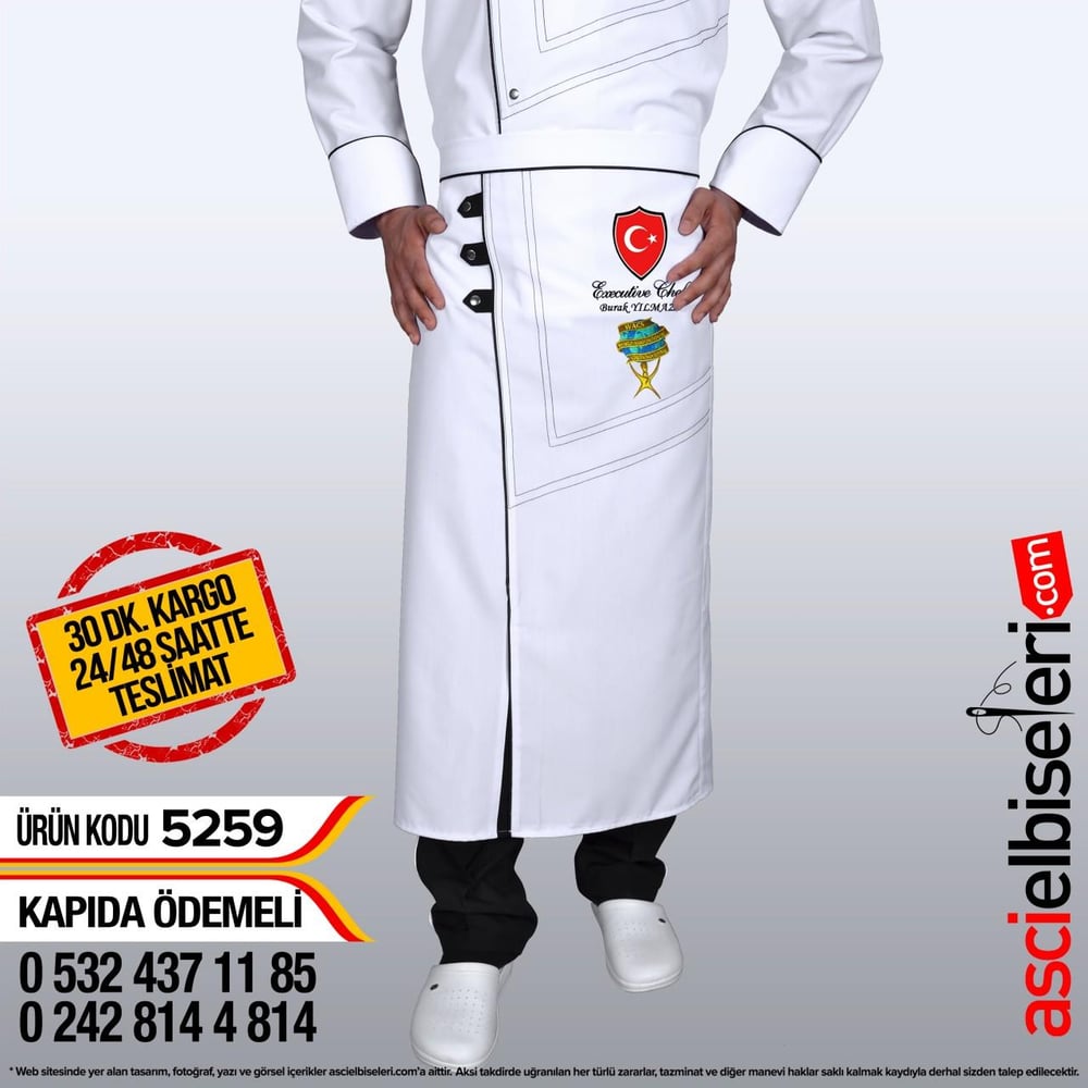 De5259 Exotıc Chef Nakışlı Önlük