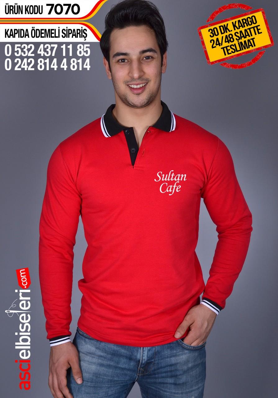 De7070 Kırmızı Sweatshırt Nakışlı