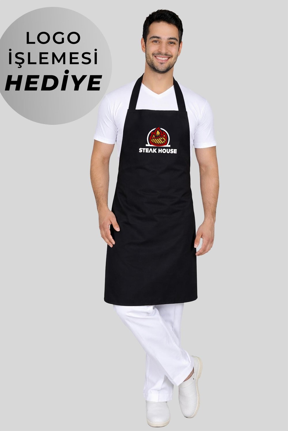 Firma Logo İşlemesi Hediyeli Mutfak Önlüğü Barista Restaurant Cafe Aşçı Garson Kişiye Özel Önlük