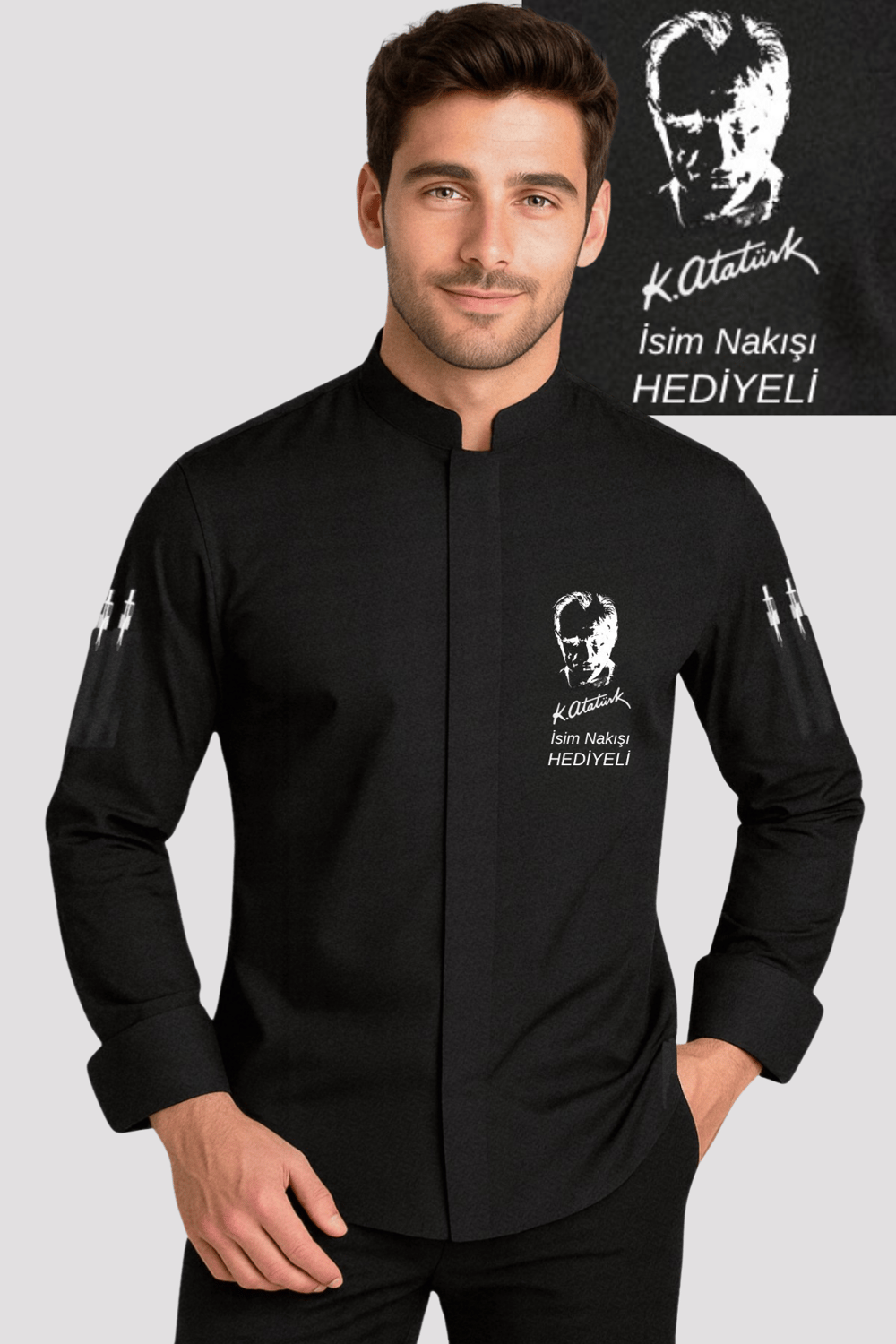 İsim ve Atatürk Nakışı Hediyeli Kişiye Özel Aşçı Ceketi Şef Ceketi Aşçı Forması Aşçı Kıyafeti