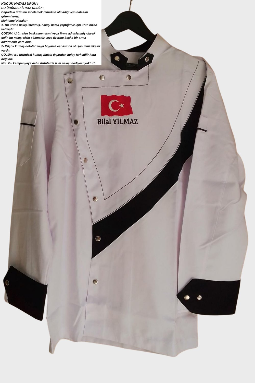 Küçük hatalı ürün I Aşçı Ceketi Şef Ceketi Aşçı Kıyafeti Aşçı Forması Aşçı Gömleği Aşçı Elbiseleri