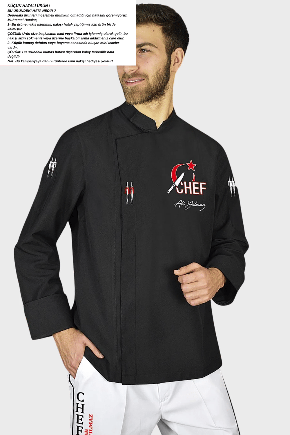 Küçük hatalı ürün I Aşçı Ceketi Şef Ceketi Aşçı Kıyafeti Aşçı Forması Aşçı Gömleği Aşçı Elbiseleri