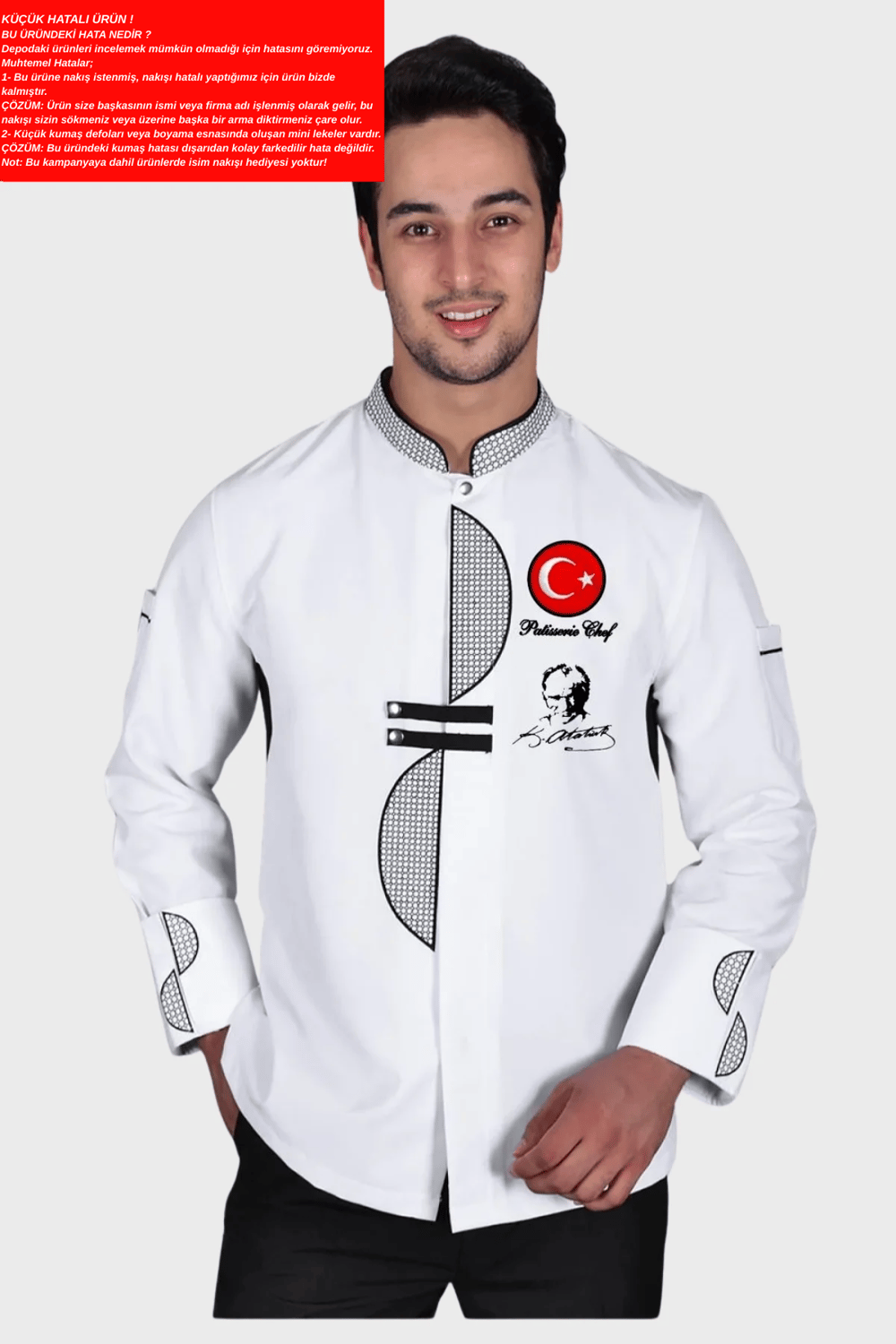 Küçük hatalı ürün I Aşçı Ceketi Şef Ceketi Aşçı Kıyafeti Aşçı Forması Aşçı Gömleği Aşçı Elbiseleri