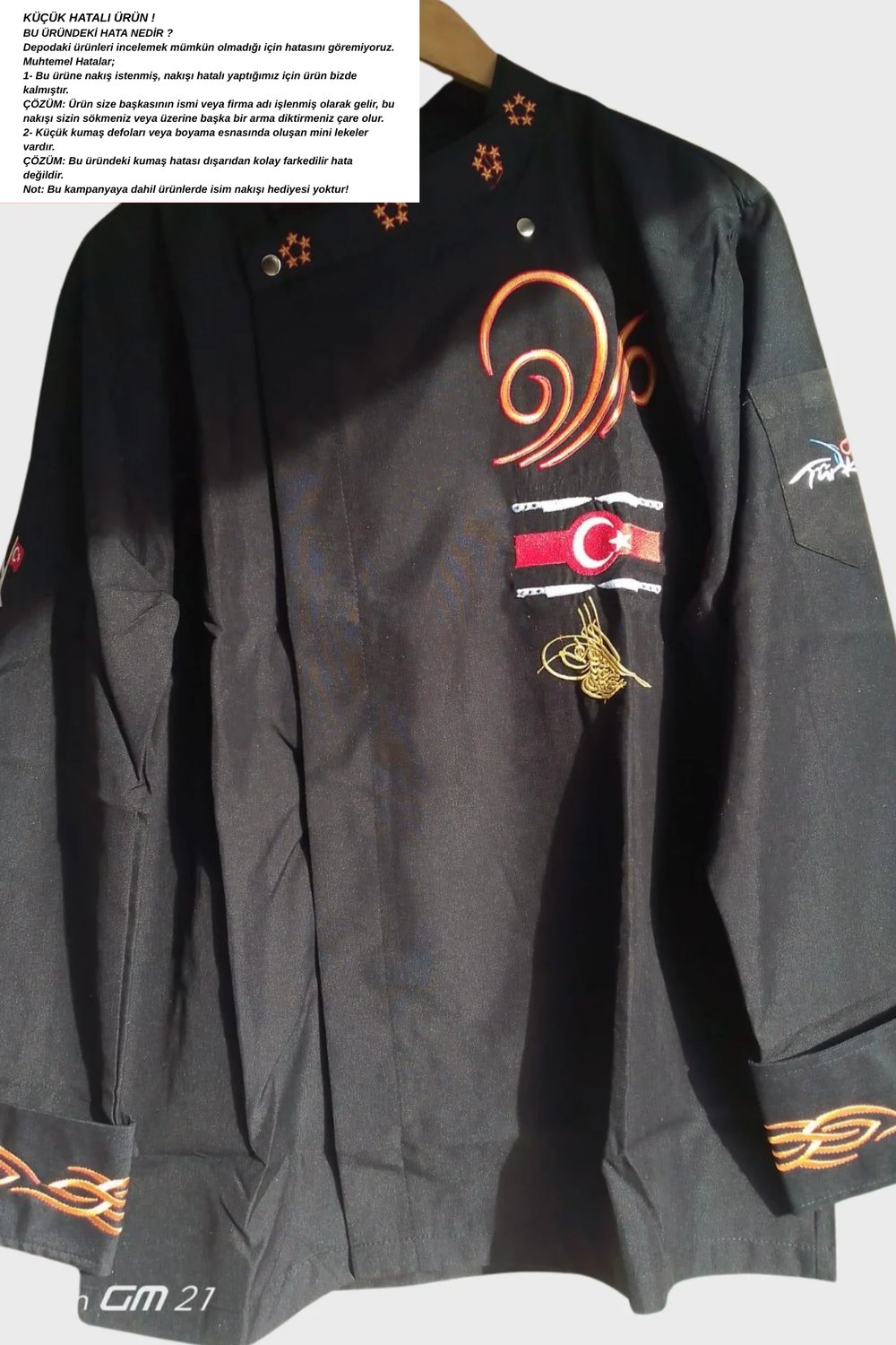 Küçük hatalı ürün I Aşçı Ceketi Şef Ceketi Aşçı Kıyafeti Aşçı Forması Aşçı Gömleği Aşçı Elbiseleri