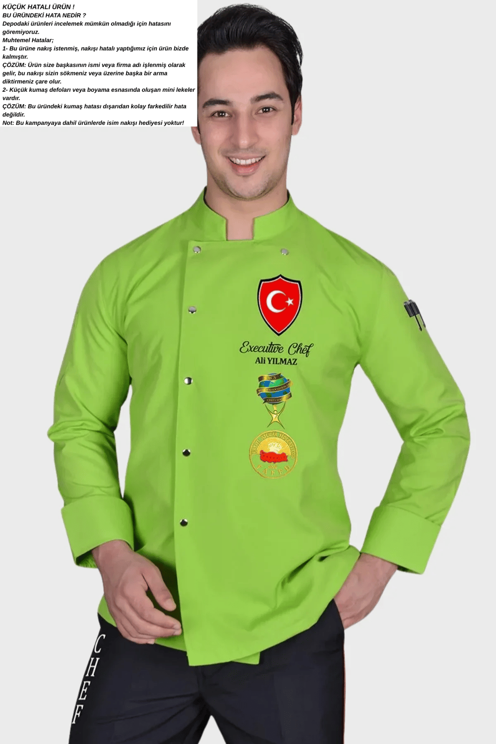 Küçük hatalı ürün I Aşçı Ceketi Şef Ceketi Aşçı Kıyafeti Aşçı Forması Aşçı Gömleği Aşçı Elbiseleri