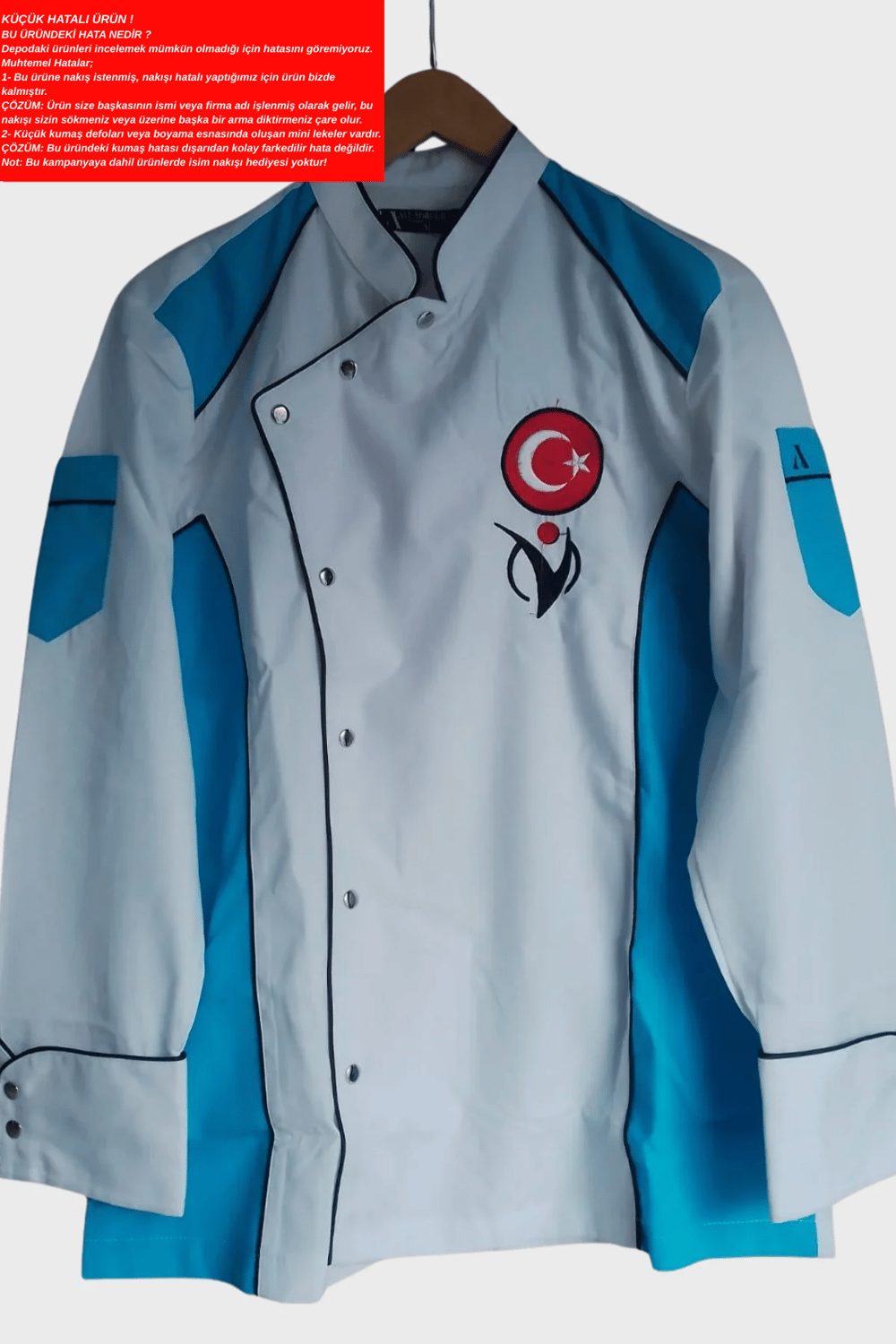 Küçük hatalı ürün I Aşçı Ceketi Şef Ceketi Aşçı Kıyafeti Aşçı Forması Aşçı Gömleği Aşçı Elbiseleri