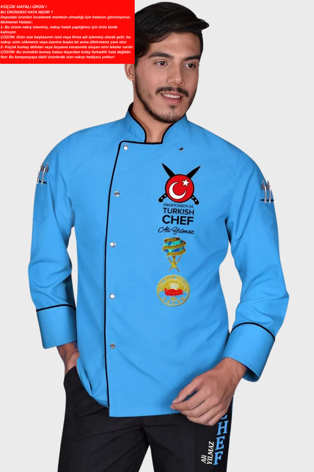 Küçük hatalı ürün I Aşçı Ceketi Şef Ceketi Aşçı Kıyafeti Aşçı Forması Aşçı Gömleği Aşçı Elbiseleri