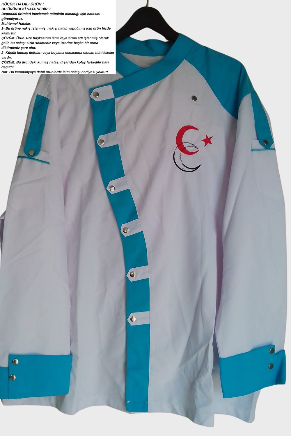 Küçük hatalı ürün I Aşçı Ceketi Şef Ceketi Aşçı Kıyafeti Aşçı Forması Aşçı Gömleği Aşçı Elbiseleri