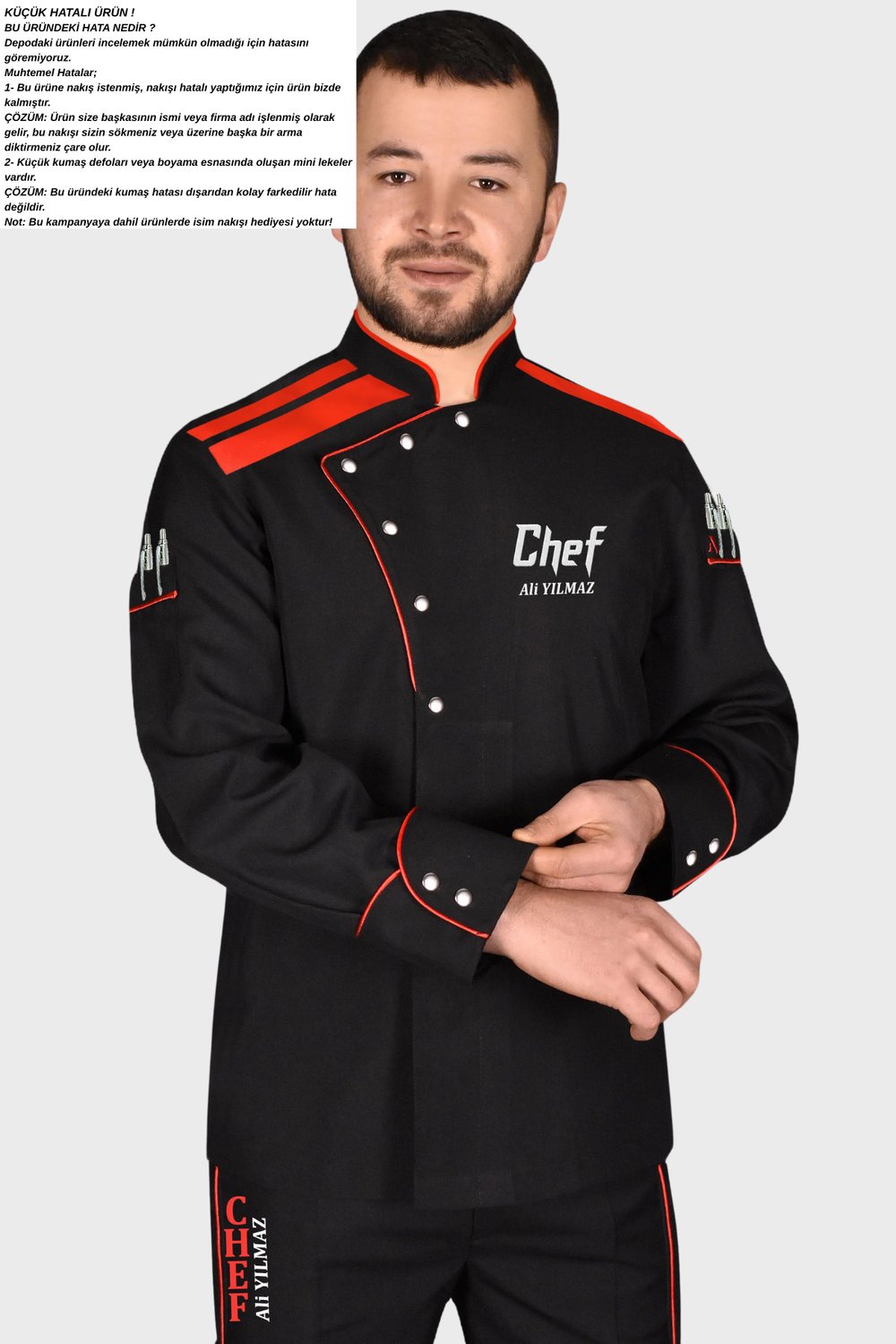 Küçük hatalı ürün I Aşçı Ceketi Şef Ceketi Aşçı Kıyafeti Aşçı Forması Aşçı Gömleği Aşçı Elbiseleri