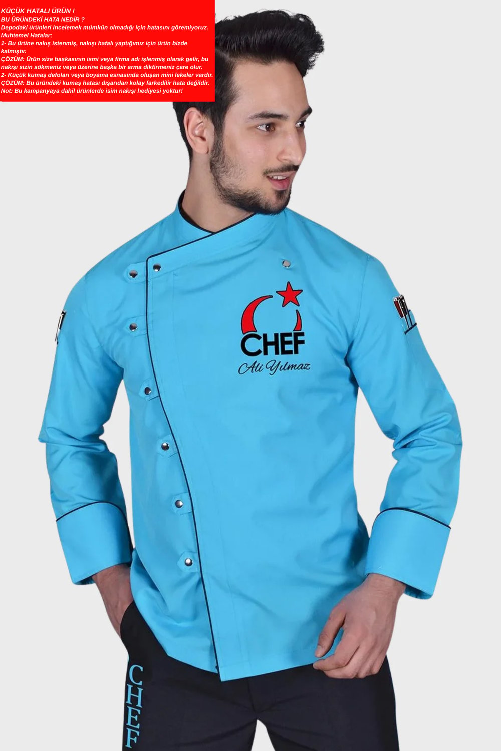 Küçük hatalı ürün I Aşçı Ceketi Şef Ceketi Aşçı Kıyafeti Aşçı Forması Aşçı Gömleği Aşçı Elbiseleri