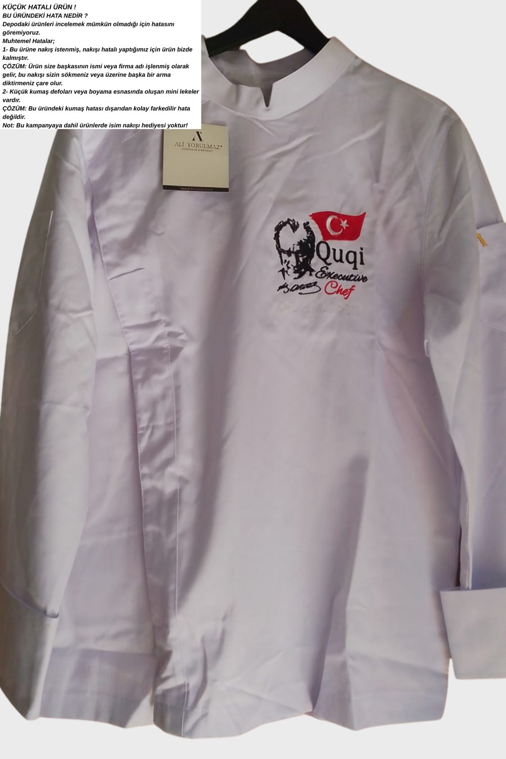 Küçük hatalı ürün I Aşçı Ceketi Şef Ceketi Aşçı Kıyafeti Aşçı Forması Aşçı Gömleği Aşçı Elbiseleri
