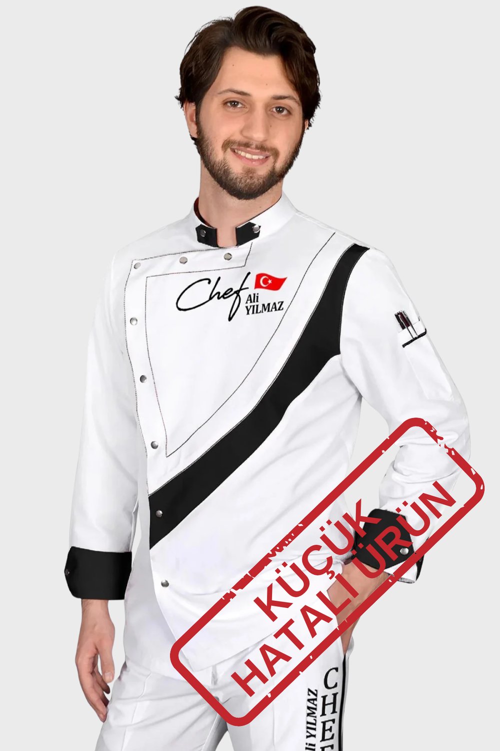 Küçük hatalı ürün I İsim Hediyeli Aşçı Ceketi Şef Ceketi Aşçı Kıyafeti Aşçı Forması