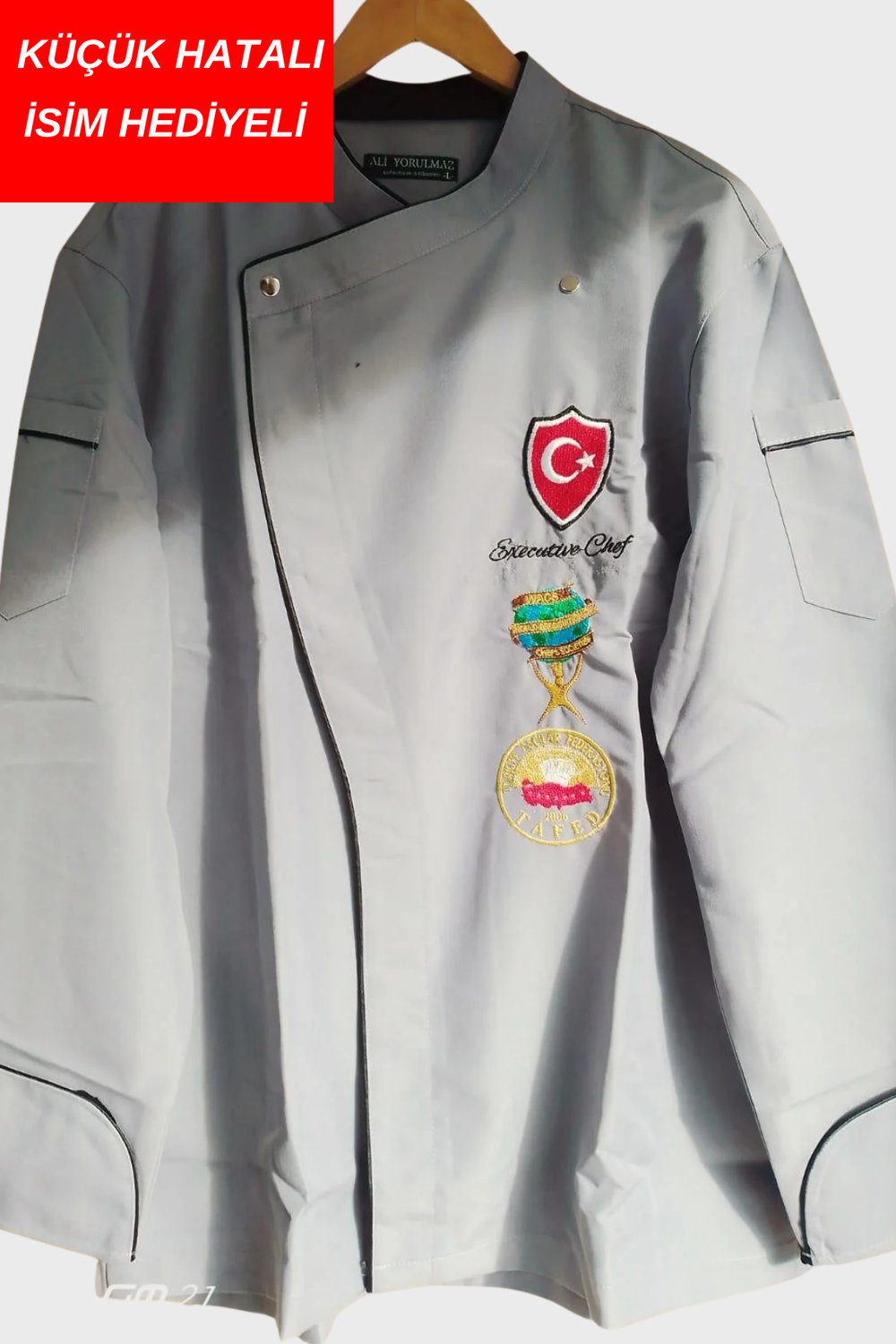 Küçük hatalı ürün I İsim Hediyeli Aşçı Ceketi Şef Ceketi Aşçı Kıyafeti Aşçı Forması