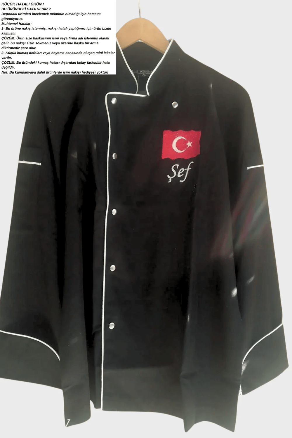 Küçük hatalı ürün I İsim Hediyeli Aşçı Ceketi Şef Ceketi Aşçı Kıyafeti Aşçı Forması