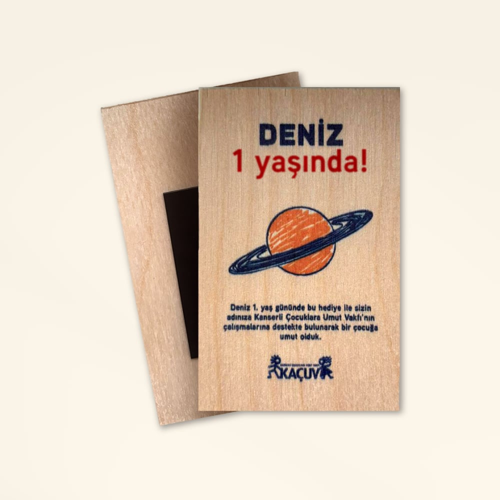 Doğum Günü Ahşap Magneti - Gezegenler Arası Keşif
