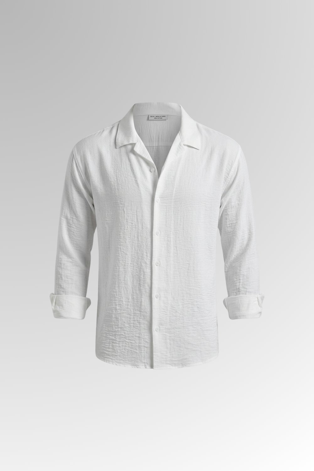 %100 Likralı Oversize Ayrobin Keten Gömlek Beyaz
