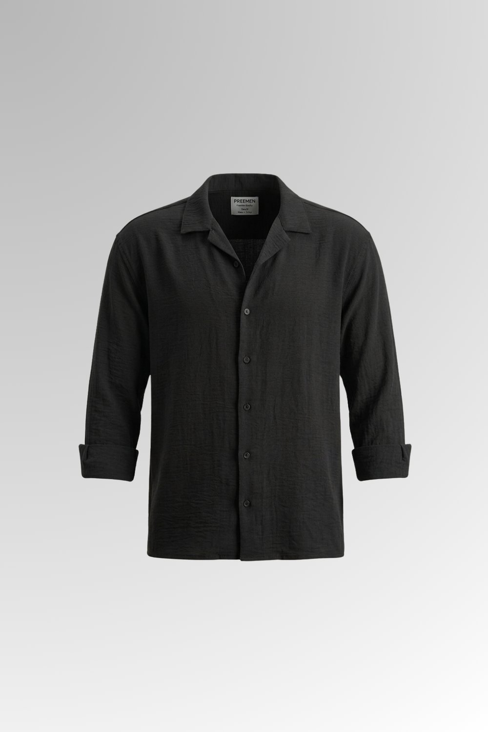 %100 Likralı Oversize Ayrobin Keten Gömlek Siyah
