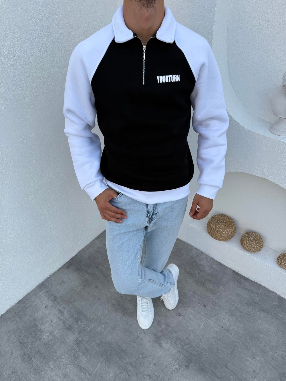 3 İplik Şardonlu YOURTURN Sweatshirt Siyah
