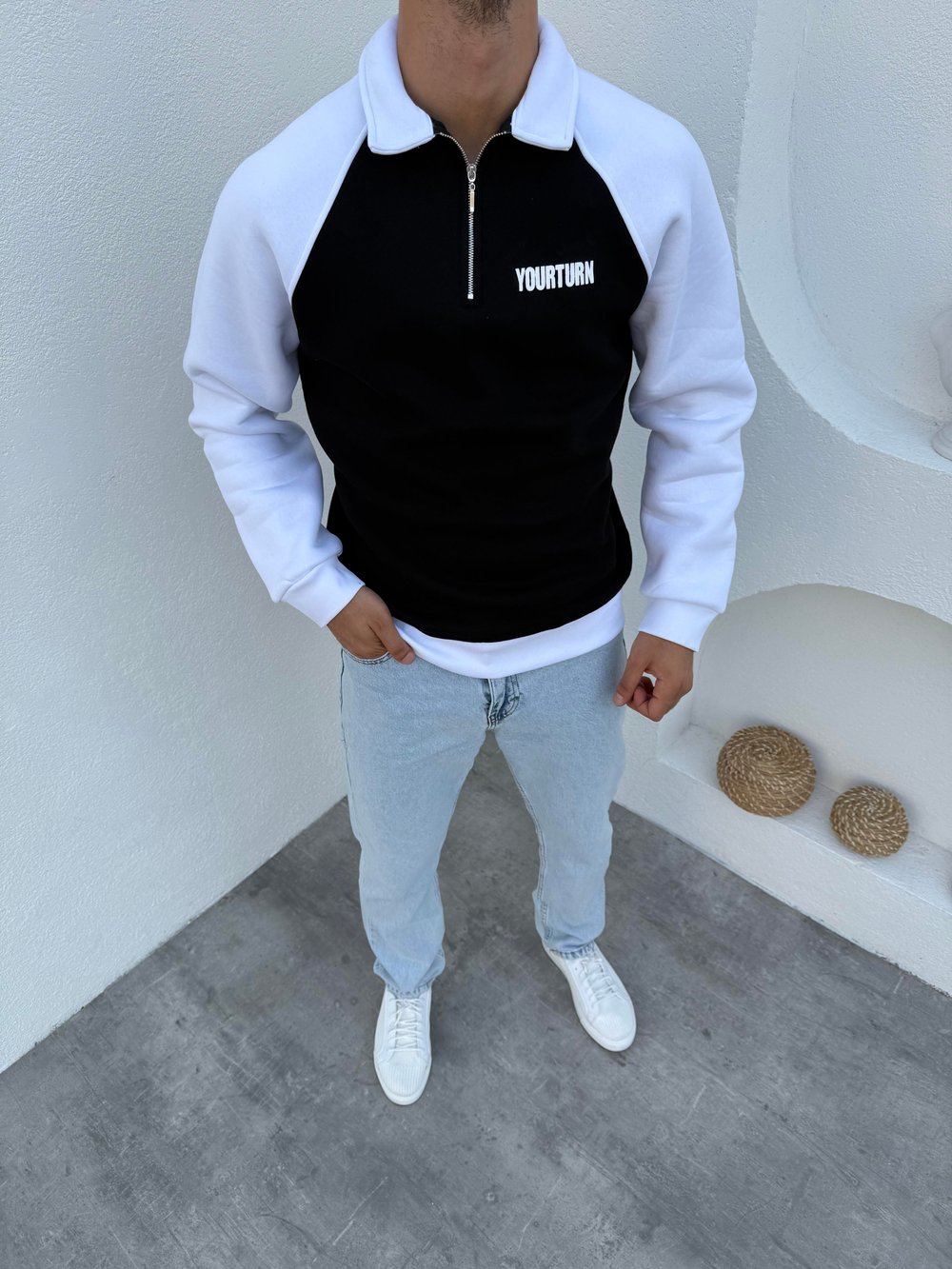 3 İplik Şardonlu YOURTURN Sweatshirt Siyah
